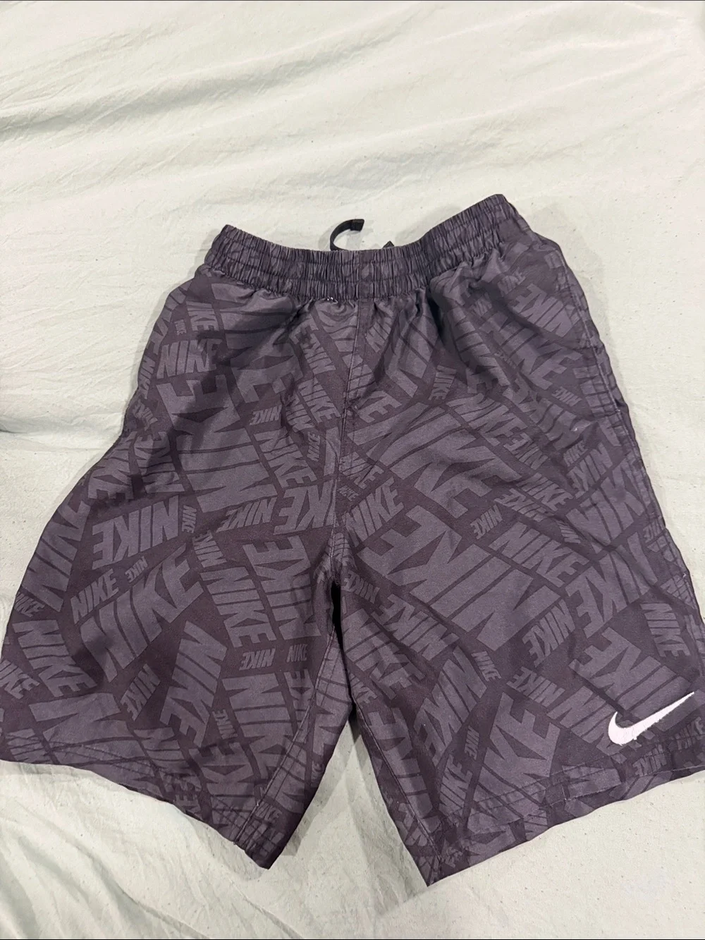 Nike Logo-Print Swim Trunks with White Swoosh